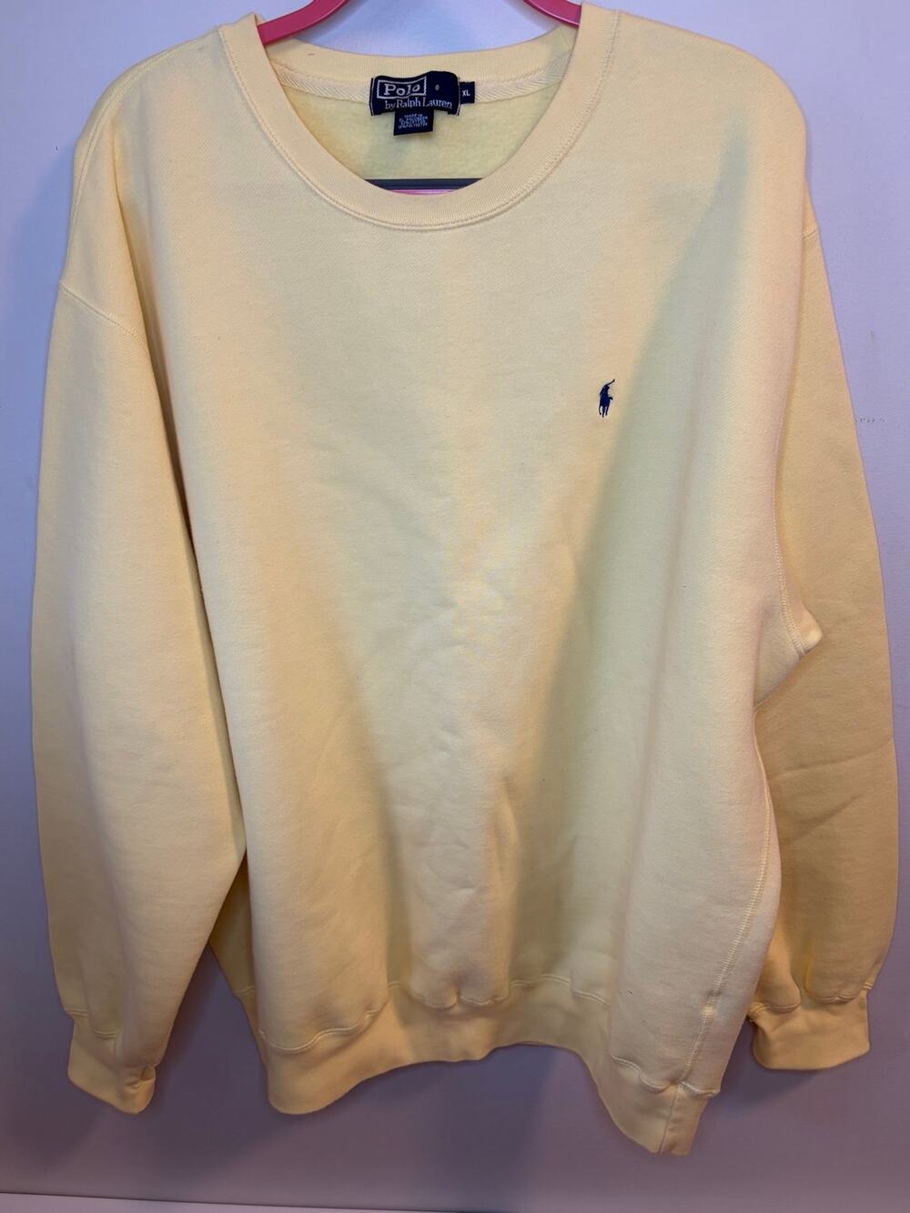 Vintage Polo By Ralph Lauren Sweatshirt XL 90s Vtg Crewneck Pullover Yellow